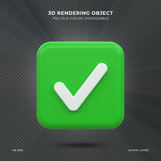 Approved sign 3d Checkmark ui icon 3d rendering checkmark sign icon