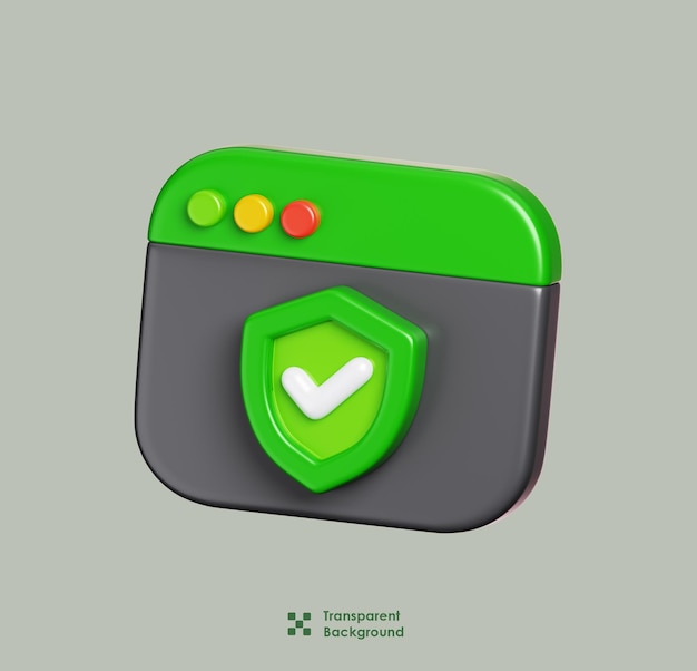 approved site and browse isolated security shield checkmark on webpage network security icon 3d