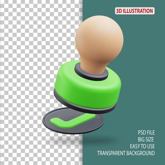 Approved stamp approved and rejected 3d icon illustration with transparent background