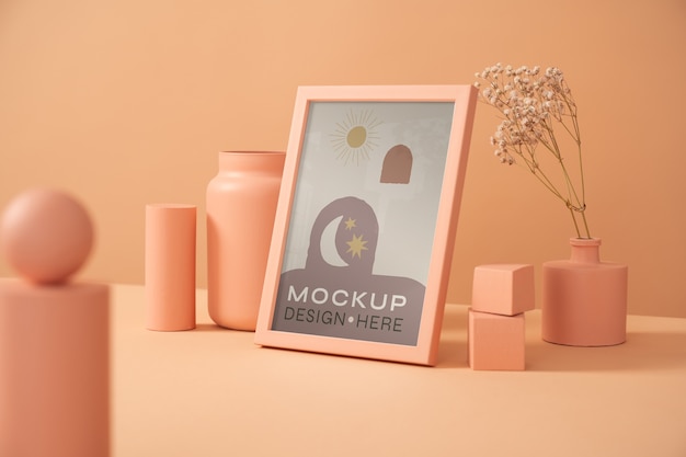 Apricot color frame mockup design