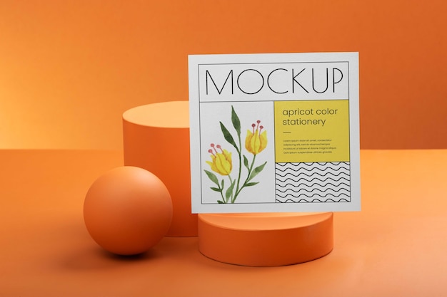 PSD apricot color stationery mockup