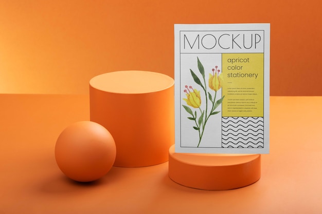 PSD apricot color stationery mockup