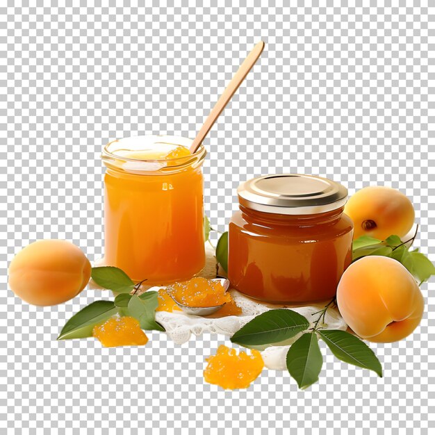 PSD apricot juice in glass jar isolated on transparent background