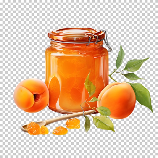 PSD apricot juice in glass jar isolated on transparent background