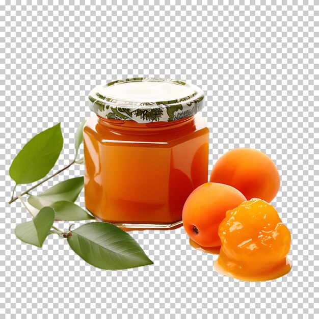 PSD apricot juice in glass jar isolated on transparent background