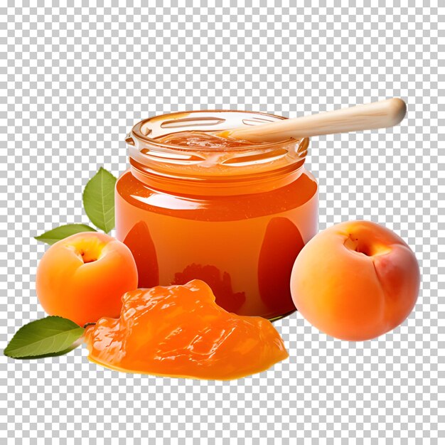 PSD apricot juice in glass jar isolated on transparent background