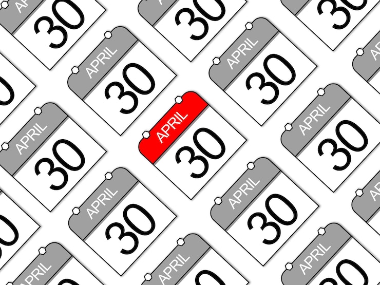PSD april 30 seamless pattern background of diagonal daily calendars on white background