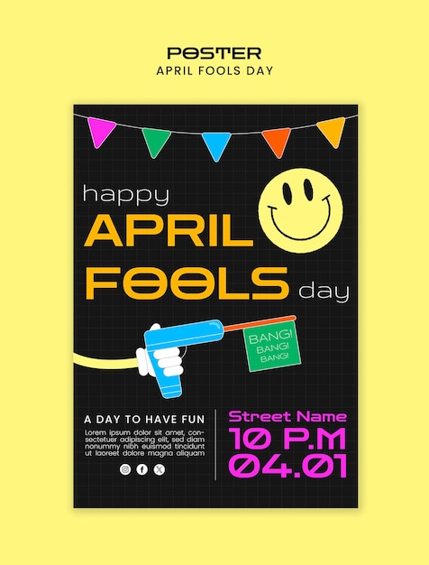 PSD april fools' celebration poster template