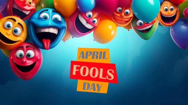 PSD april fools day banner ontwerp met grappige grap illustratie