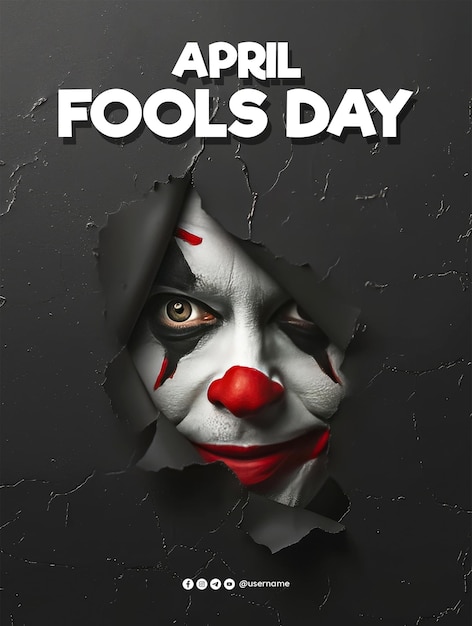 PSD april fools day poster and april fools media social post vertical design