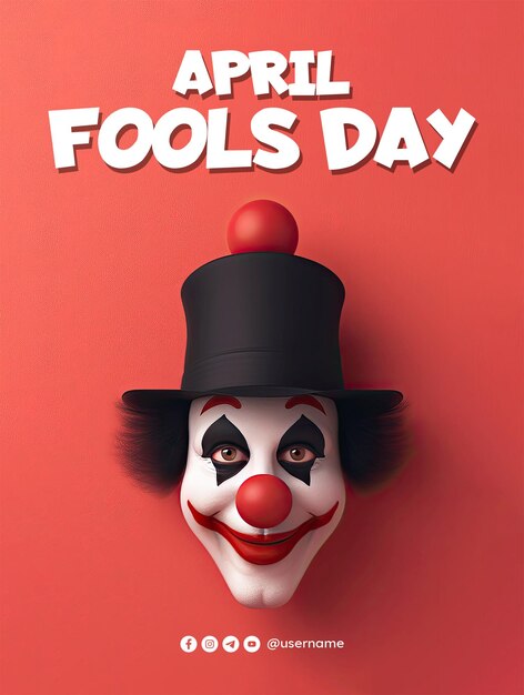 PSD april fools day poster and april fools media social post vertical design