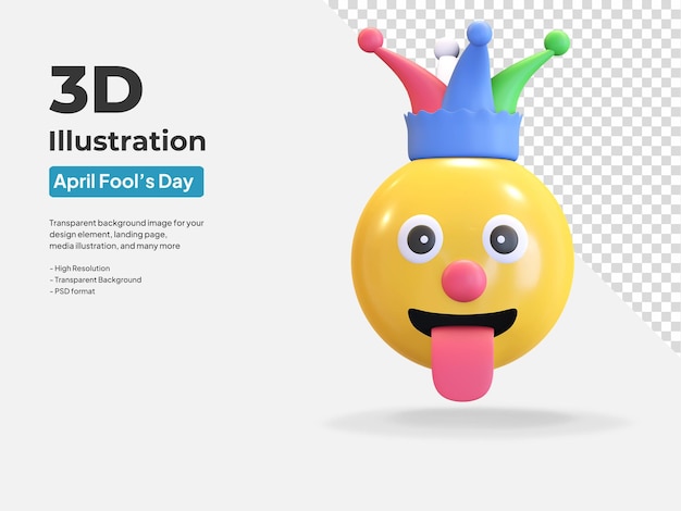 PSD april fools' day smile emoticon 3d render illustration