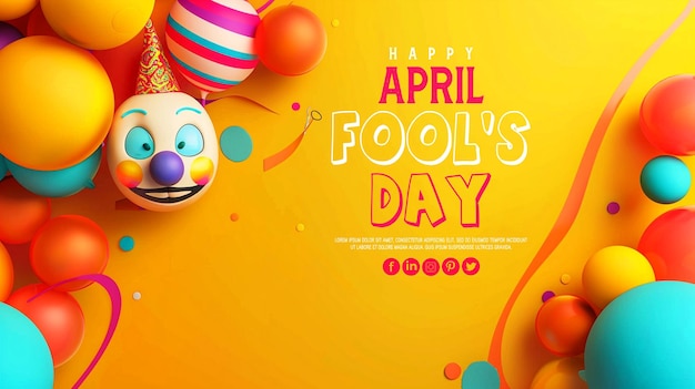 April fools day social media banner or post background template