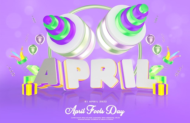 Premium PSD | April fools day with 3d render creative composition