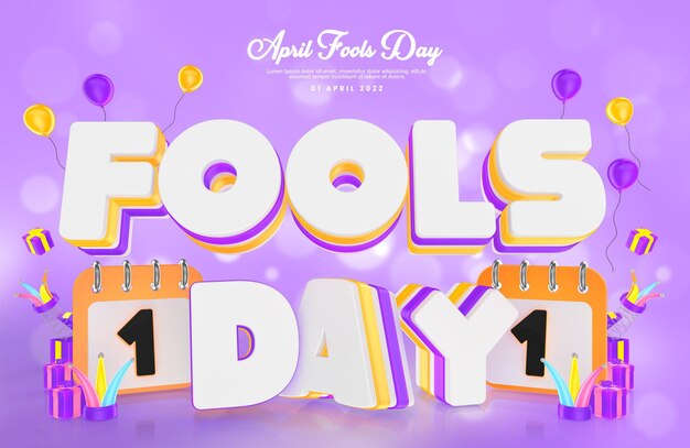 April fools day with 3d render creative composition