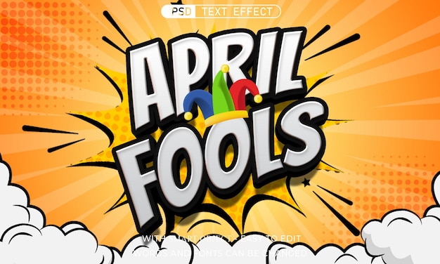 PSD april fools editable text comic style effect