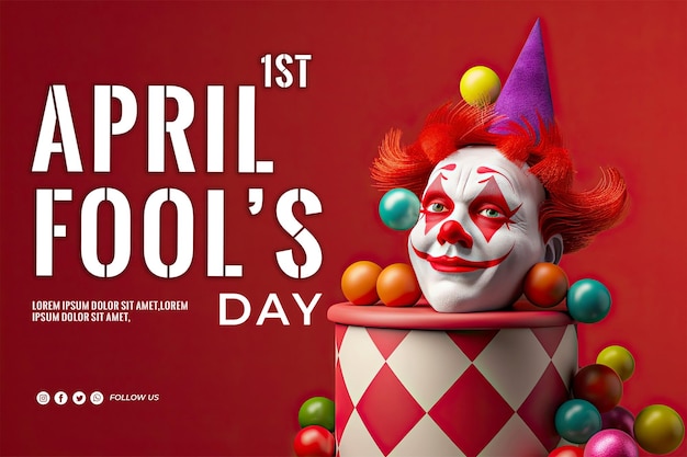 PSD april fools poster design realistic hd copy space