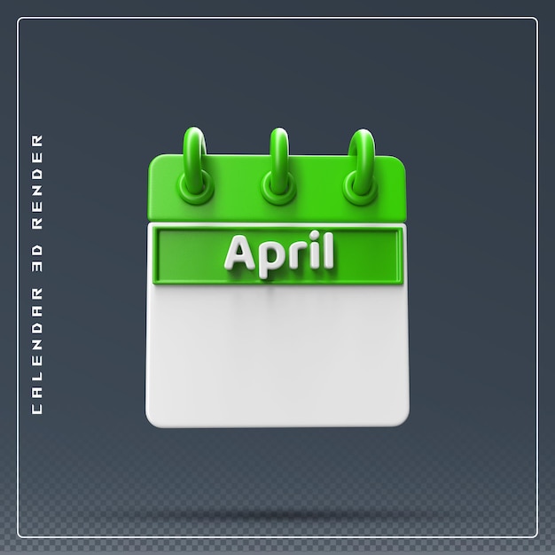 PSD april-kalender leeg 3d render