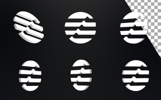 Aptos 크리에이티브 로고 세트 3d 렌더링 그림 다크 코인 토큰 암호화폐 로고 아이콘
