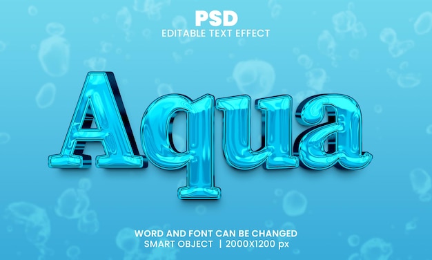 PSD effetto testo modificabile aqua 3d psd premium con sfondo