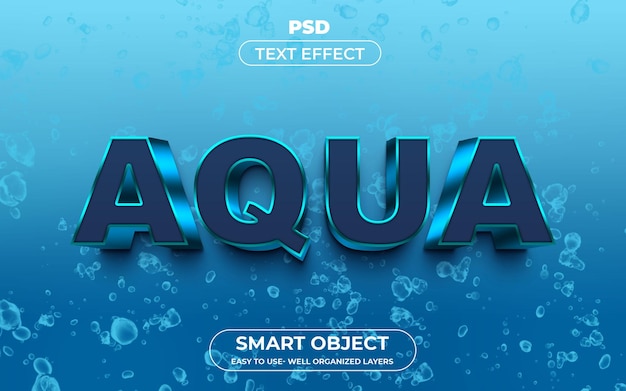 PSD premium effetto testo modificabile aqua 3d