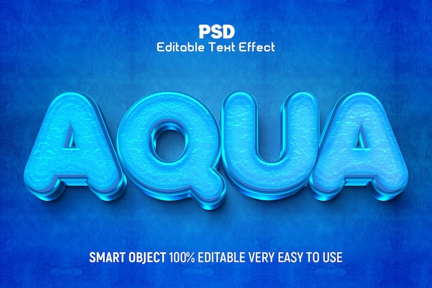 PSD aqua 3d editable text effect style