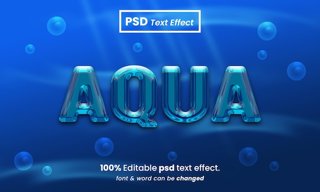 Редактируемый текстовый эффект aqua 3d