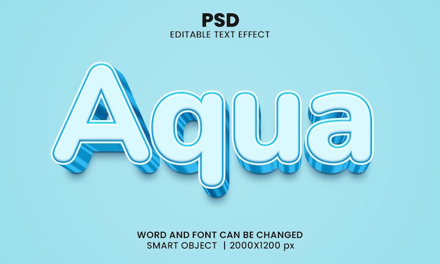 Aqua 3d Edytowalny Efekt Tekstowy Premium Psd Z Tłem