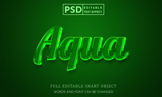 Aqua 3d Efekt Stylu Tekstu Szablon Premium Psd
