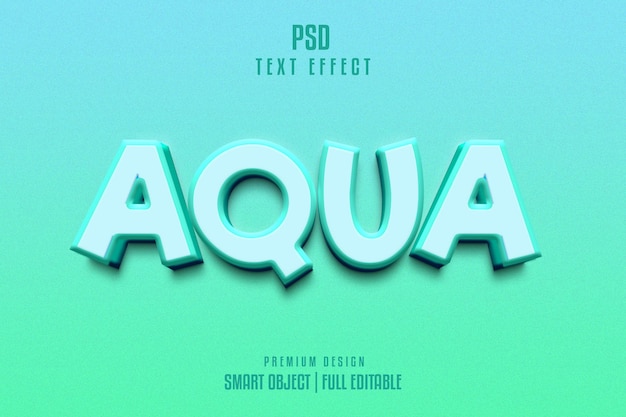 PSD aqua 3d text effect style