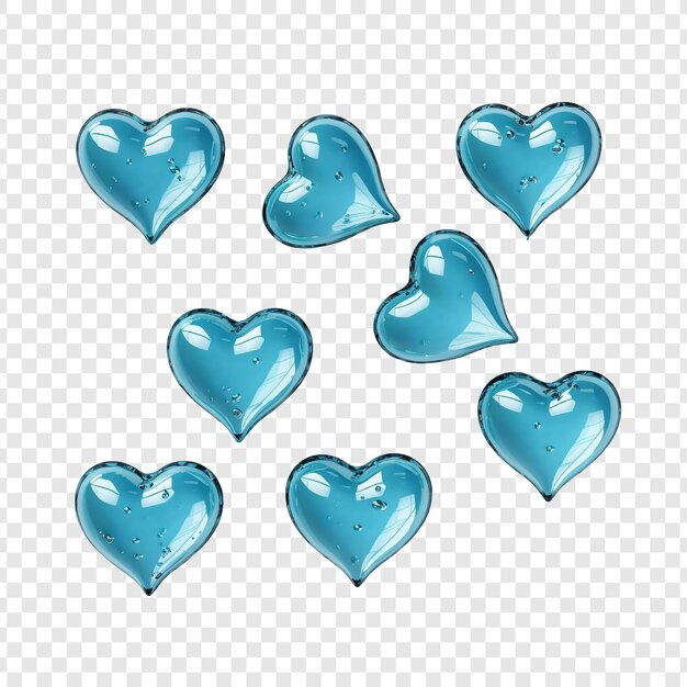 PSD aqua hearts isolated on transparent background