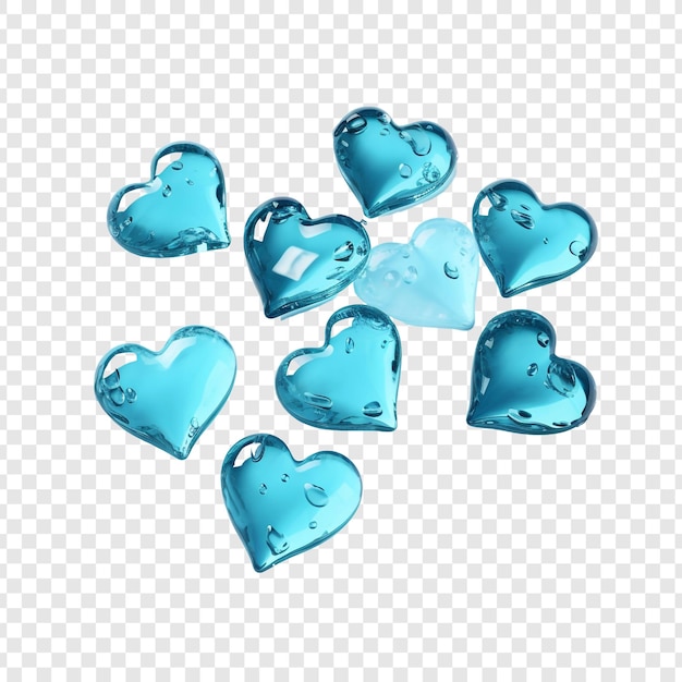 PSD aqua hearts isolated on transparent background