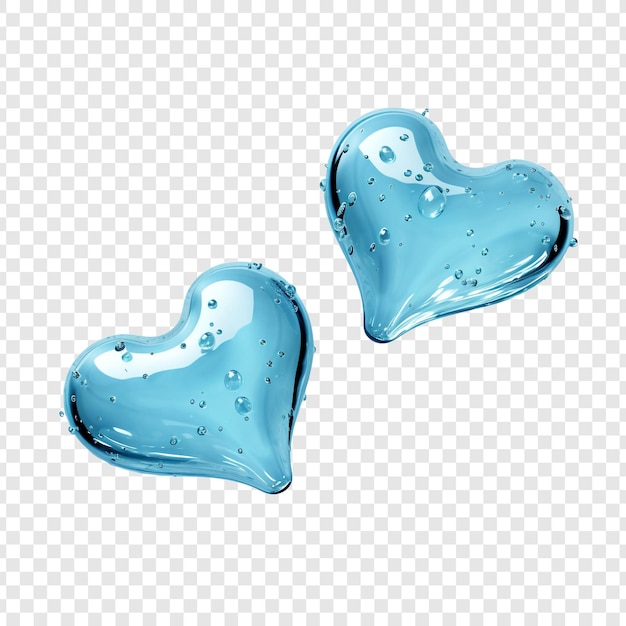 PSD aqua hearts isolated on transparent background