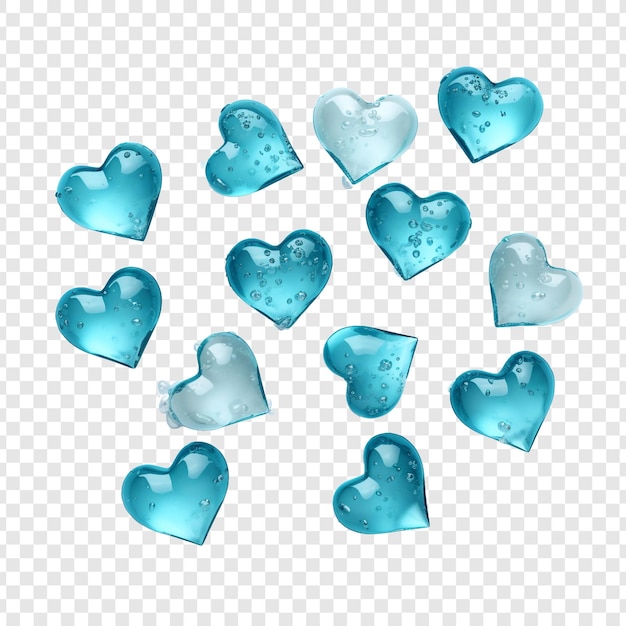 PSD aqua hearts isolated on transparent background