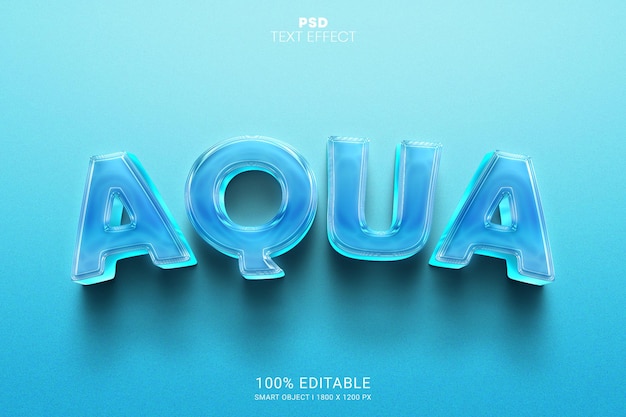 Design con effetto testo modificabile aqua psd