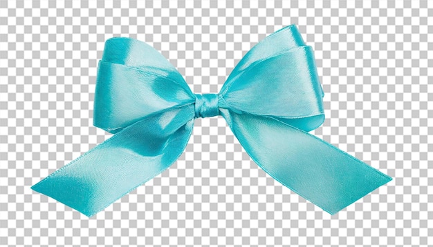 PSD aqua ribbon tie bow isolated on transparent background