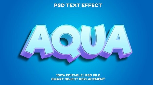 Aqua teksteffect psd-sjabloon