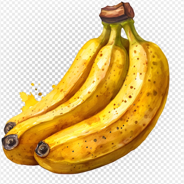 PSD aquarel bananen illustratie geïsoleerd op transparante achtergrond generatieve ai.