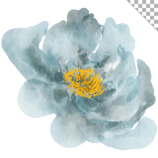 Aquarel blauwe bloem ontwerpelement met bloemthema