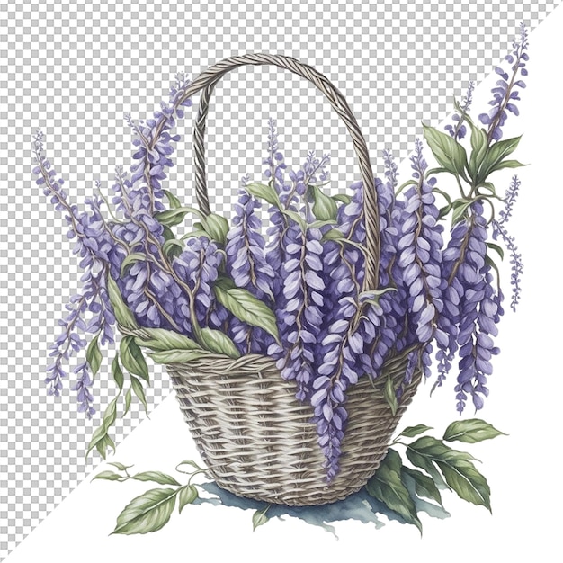 PSD aquarel bloemen basket achtergrond