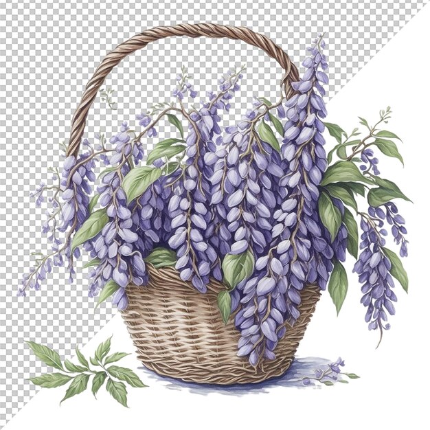 PSD aquarel bloemen basket achtergrond
