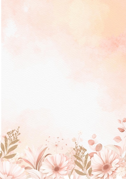 Aquarel bloemen uitnodiging met roze bloemen en pastel achtergrond