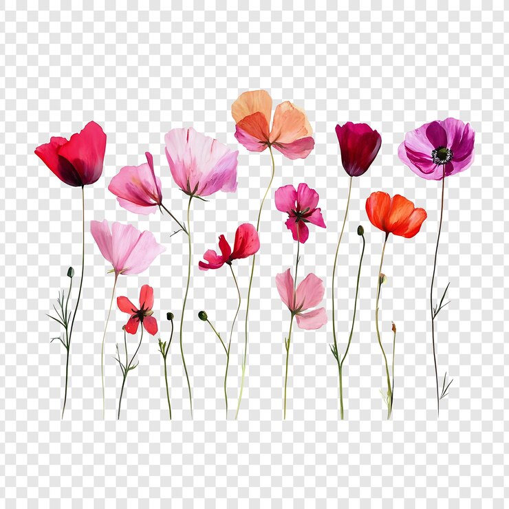 Aquarel bloemenarrangement met levendige papaver