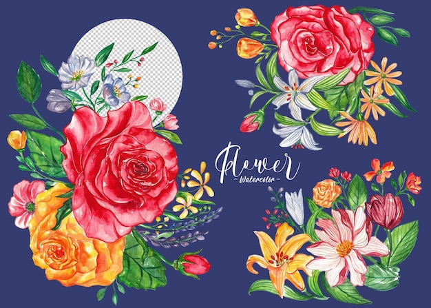 Aquarel bos bloemen Hand getekende bloemen element mooie bloesem