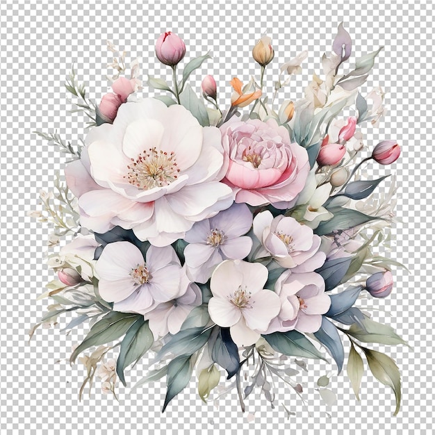 Aquarel deferent bloem bouquet ontwerp