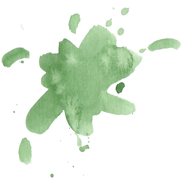 Aquarel geschilderde splatters handgetekende ontwerpelementen geïsoleerd op een witte achtergrond