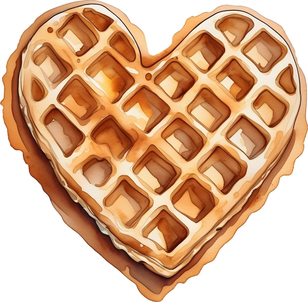 Aquarel hartvormige wafel schilderij clipart voor liefde valentijn dessert zoet eten snack menu kunst