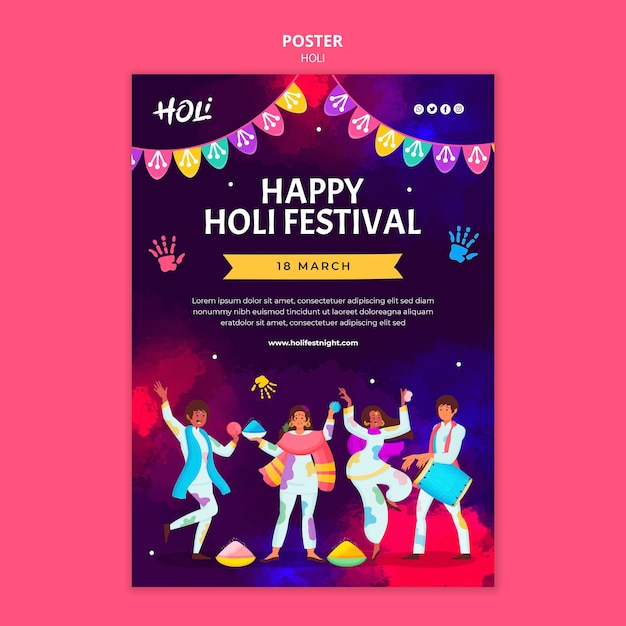 Aquarel holi festival ontwerpsjabloon