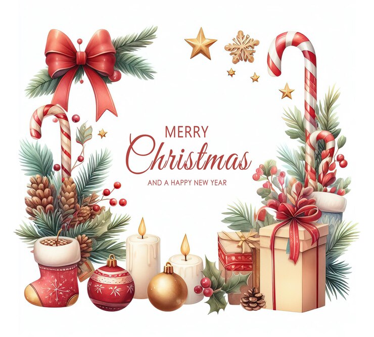 PSD aquarel kerstkaart sjabloon