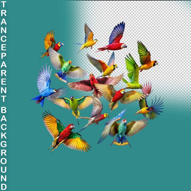 Aquarel kolibries collectie met de hand geschilderd op doorzichtige achtergrond